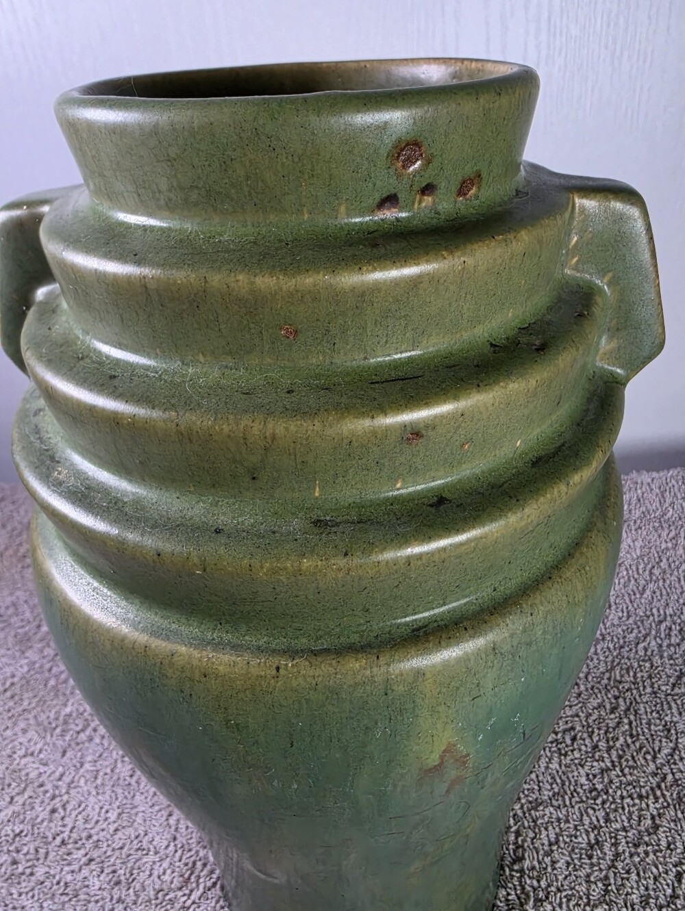 Green McCoy Art Pottery Brutalist Vase - Sculptural Ceramic Vase - Picture 3 of 14